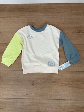 OPI Kids Colorblock Crewneck Sweatshirt - White, Lime & Blue